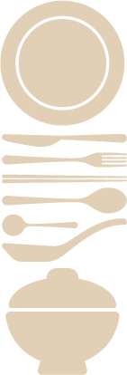 飲食をイメージした食器の画像